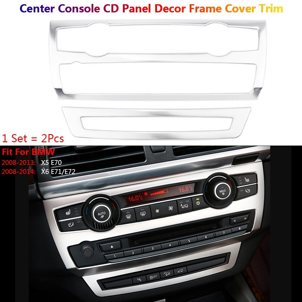 Stainless Steel for BMW X5 X6 E70 E71 E72 Car Center Console CD Panel Cover Trim