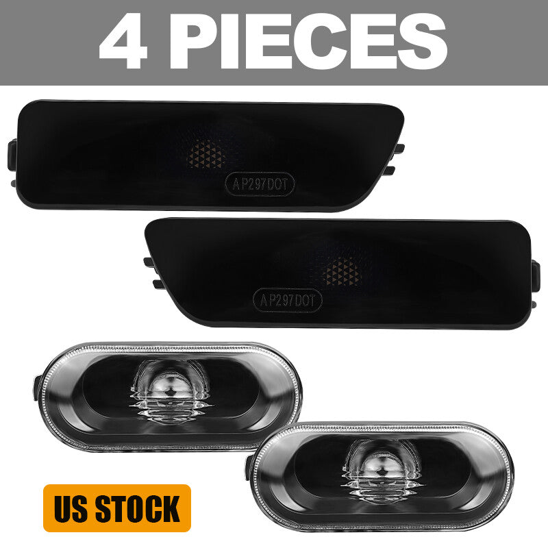 2 Fender + 2 Bumper Lamp Smoke Side Marker Light for VW for Jetta MK4 for Golf 1999-2005
