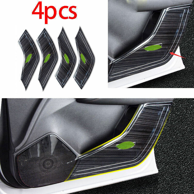 for Cadillac XT4 2019-23 Black Steel Car Inner Door Anti-Kick Panel Cover Trim