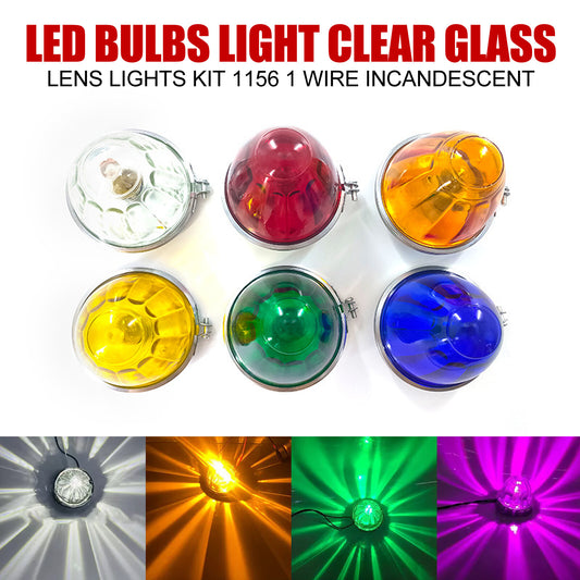Watermelon LED Bulbs Light Clear Glass Lens Lights Kit 1156 1 Wire Incandescent