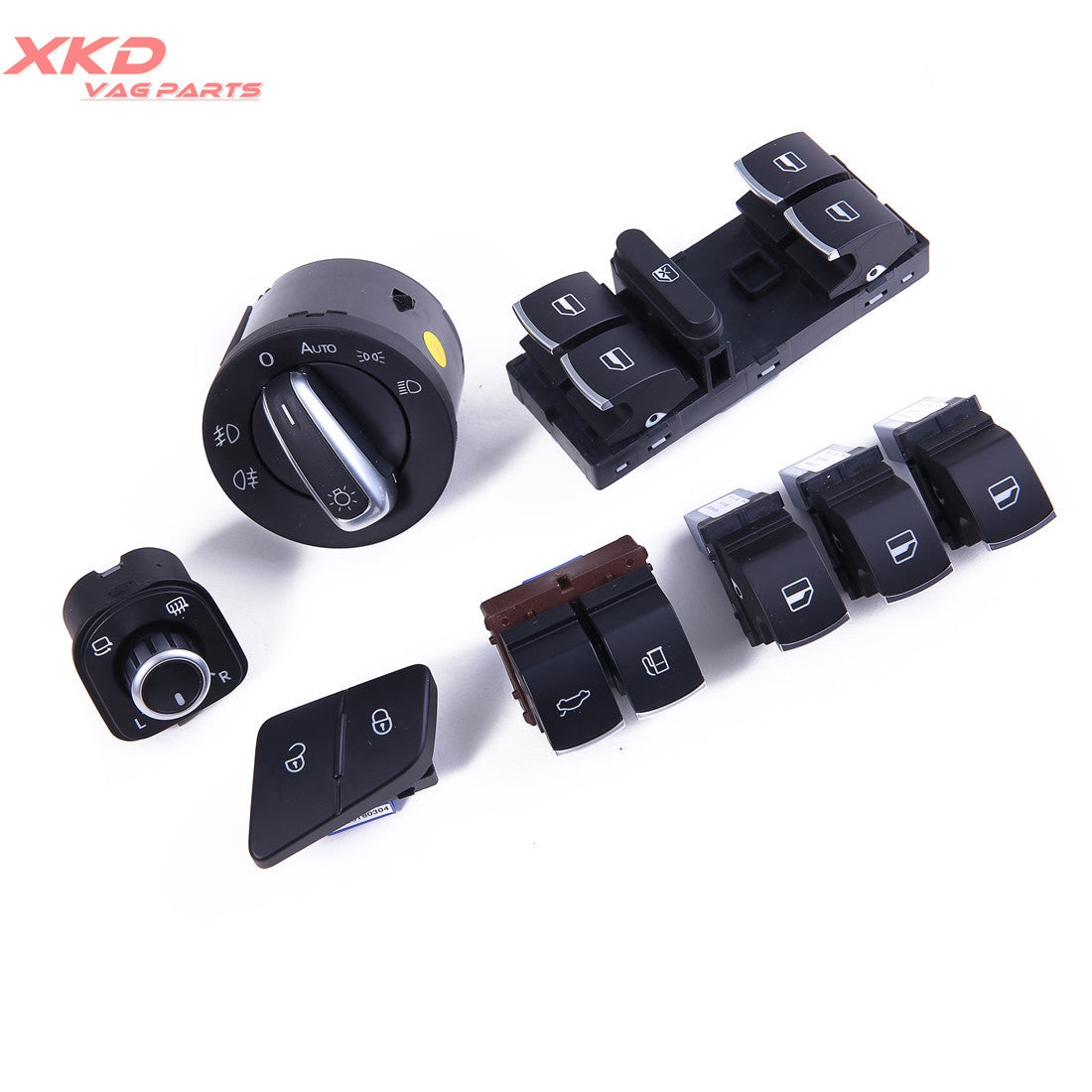 8-piece chrome alloy headlight, side mirror, and trunk release switch suitable for Volkswagen for Passat B6 3C R36