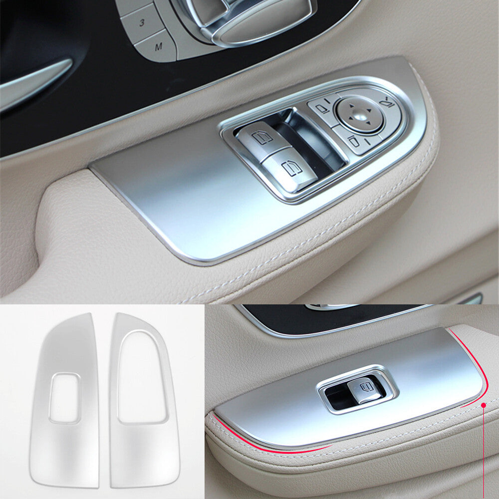 Silver Window Lift Switch Button Panel Cover for Mercedes-Benz V Class 2015-2021