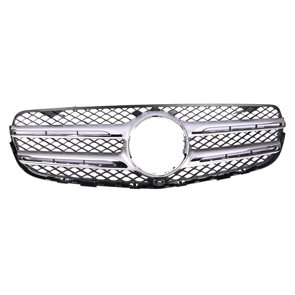 Front Bumper Cover Upper Grille Silver for Mercedes-Benz GLC300 Base 2016-2019