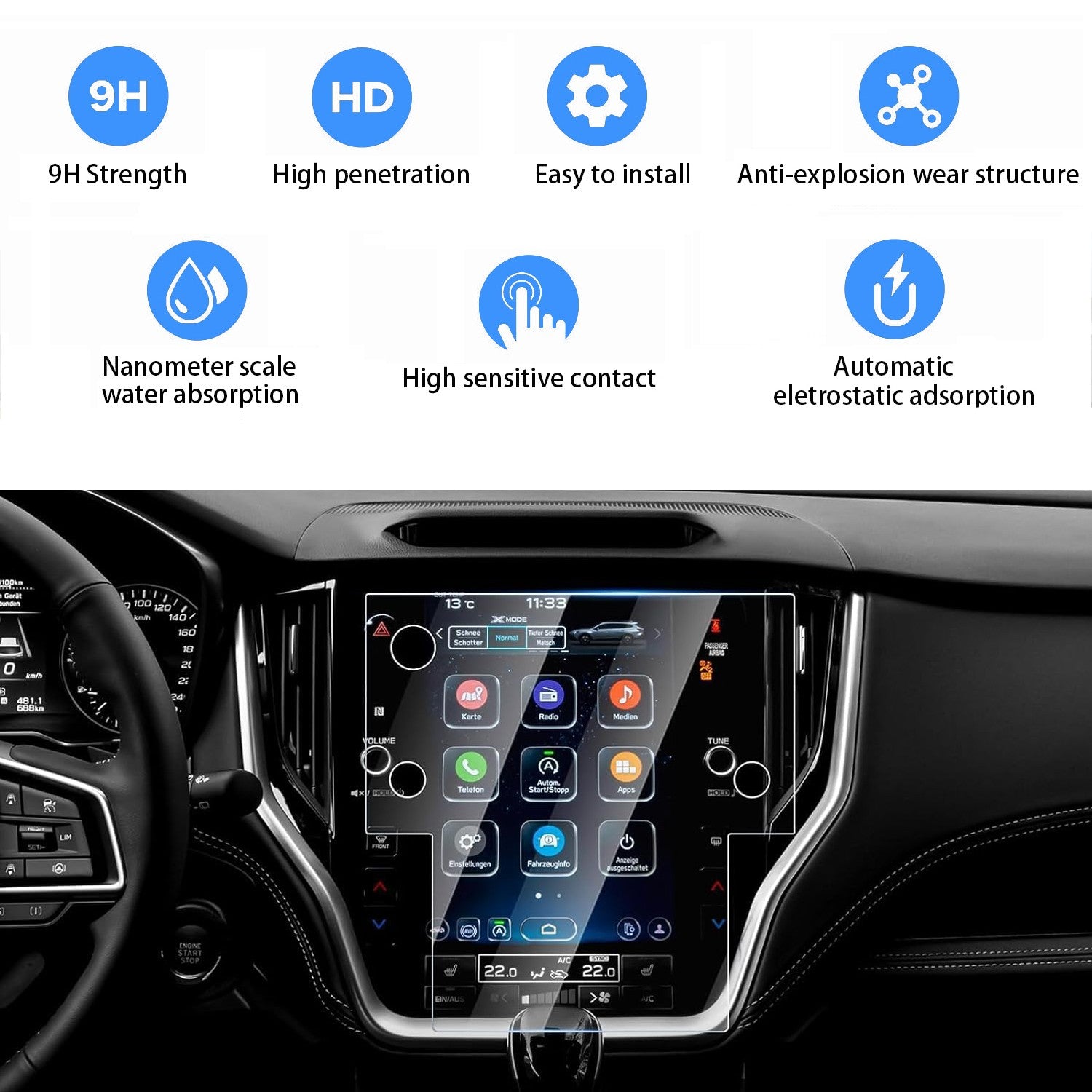 For 2020-2025 for Subaru Outback 11.6-inch Tempered Glass Touchscreen Protector HD