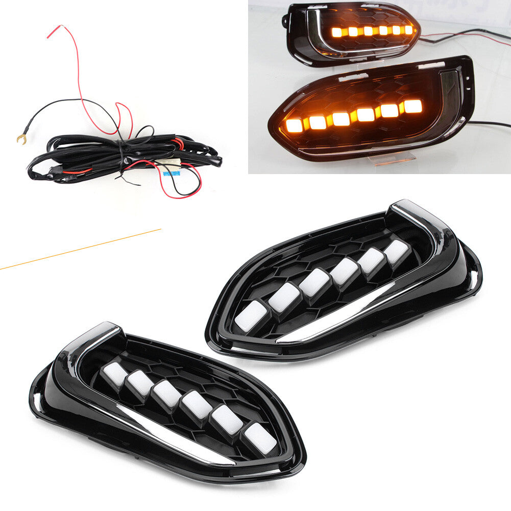 Pair LED Car Daytime Running Fog Driving Lights Lamp DRL Fit for Honda Jazz 2018