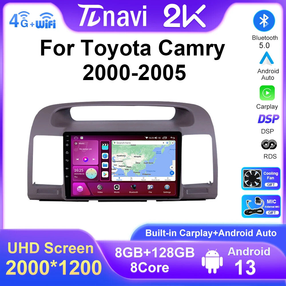 for Toyota for Camry 5 2000-2005 GPS Car Radio Auto CarPlay Multimedia Player Screen