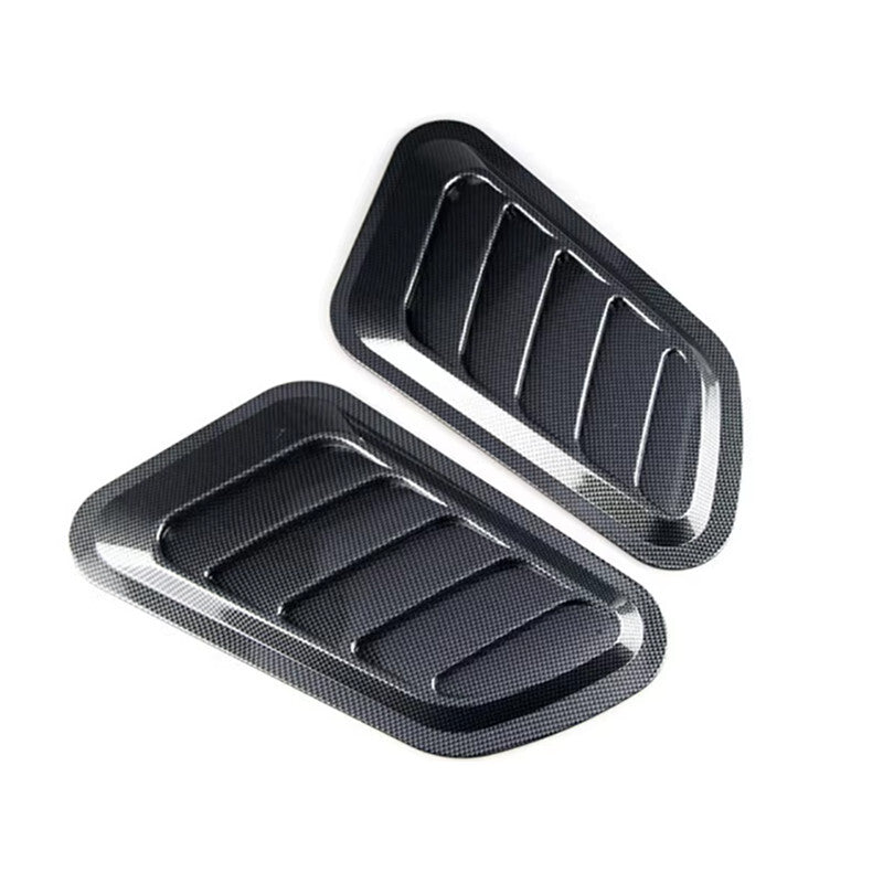 Car Carbon Fiber Hood Air Outlet Decorative False Vent Hood Bonnet Vent Cover 2x