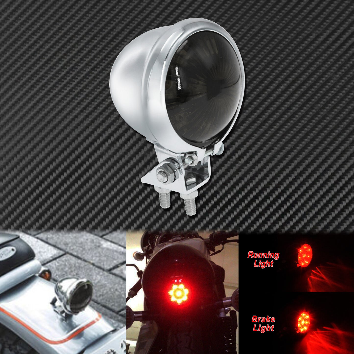 LED Chrome Rear Fender Tail Running Brake Stop Light Lamp Fit for Harley Bobber