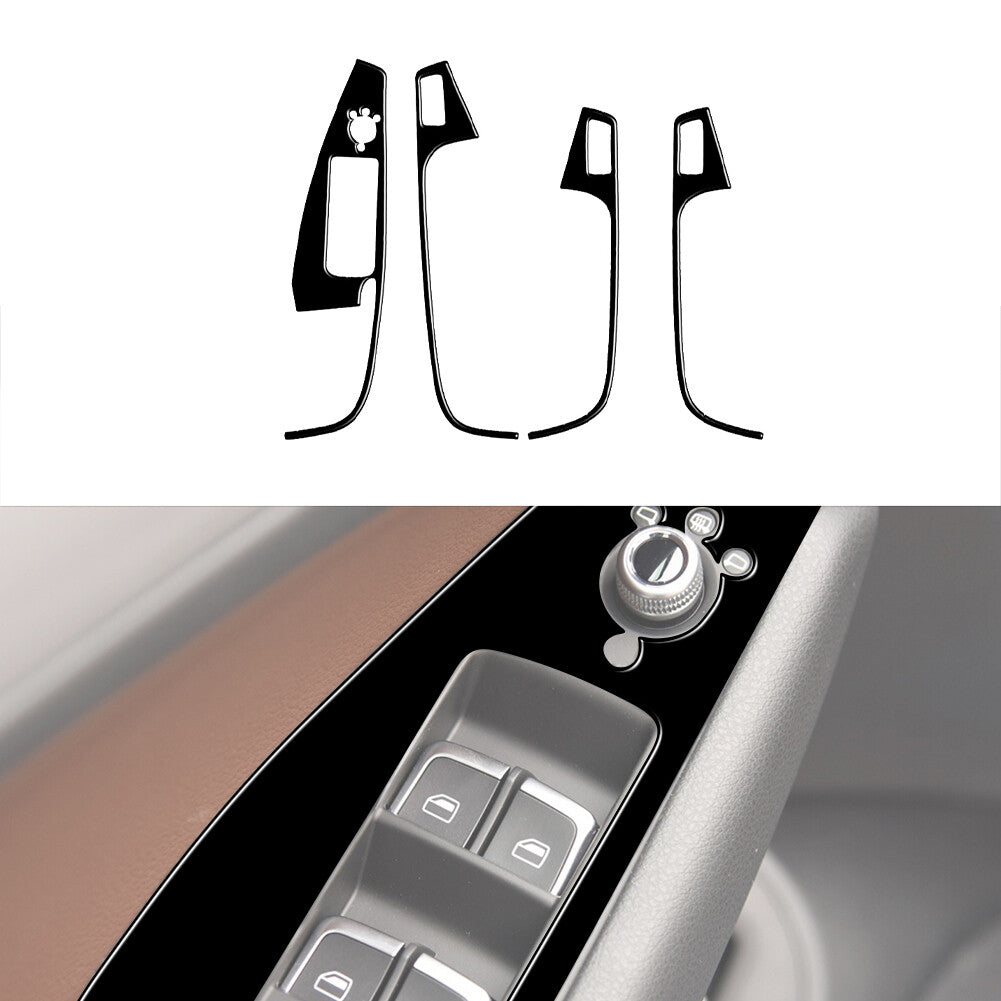 4Pcs Gloss Black Car Window Lift Button Trim Cover Decor for Audi Q5 2009-2017