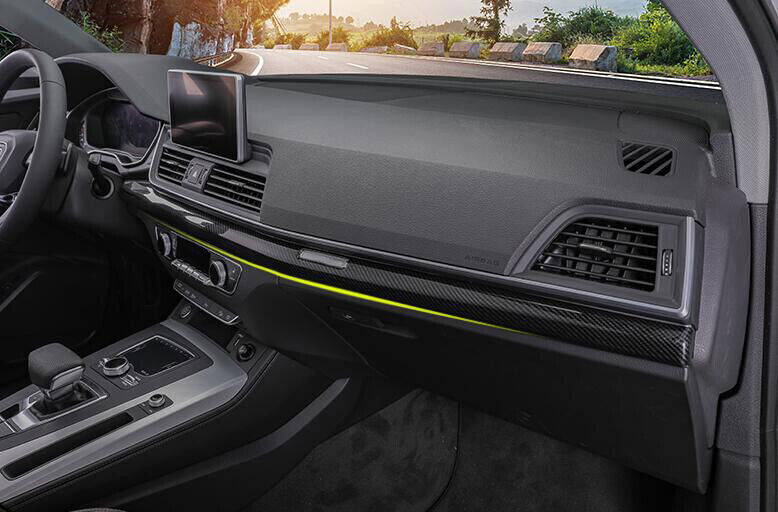 for Audi Q5 2018-2024 Carbon Fiber Look Central Console Dashboard Strip Trim 2P