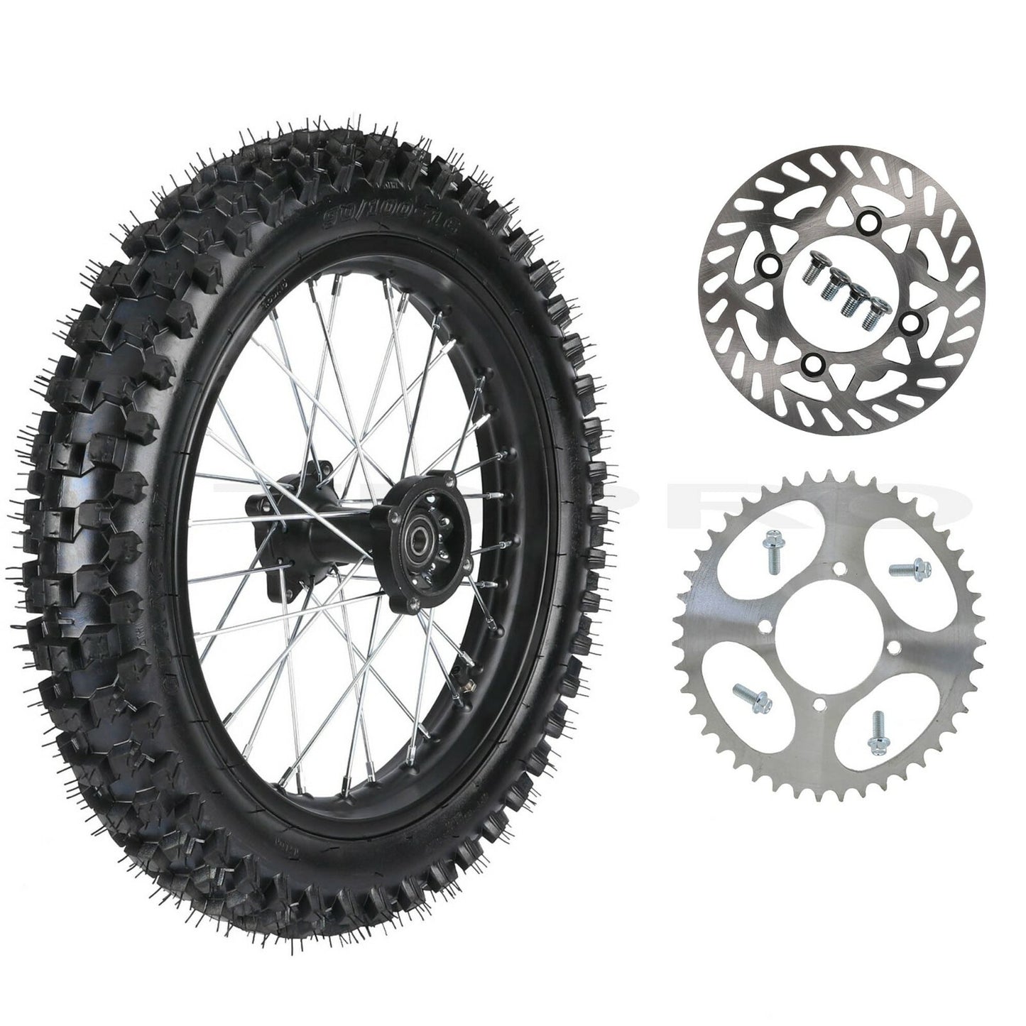 90/100-16 Rear Tire Rim Chain Sprocket Fo Dirt Pit Bicycle TTR125 KX100 CRF100
