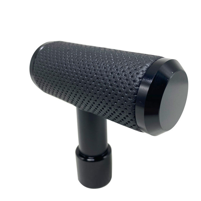 Car Aluminium Slloy Leather T-Handle Gear Shift Lever Knob Handle Shifter Black