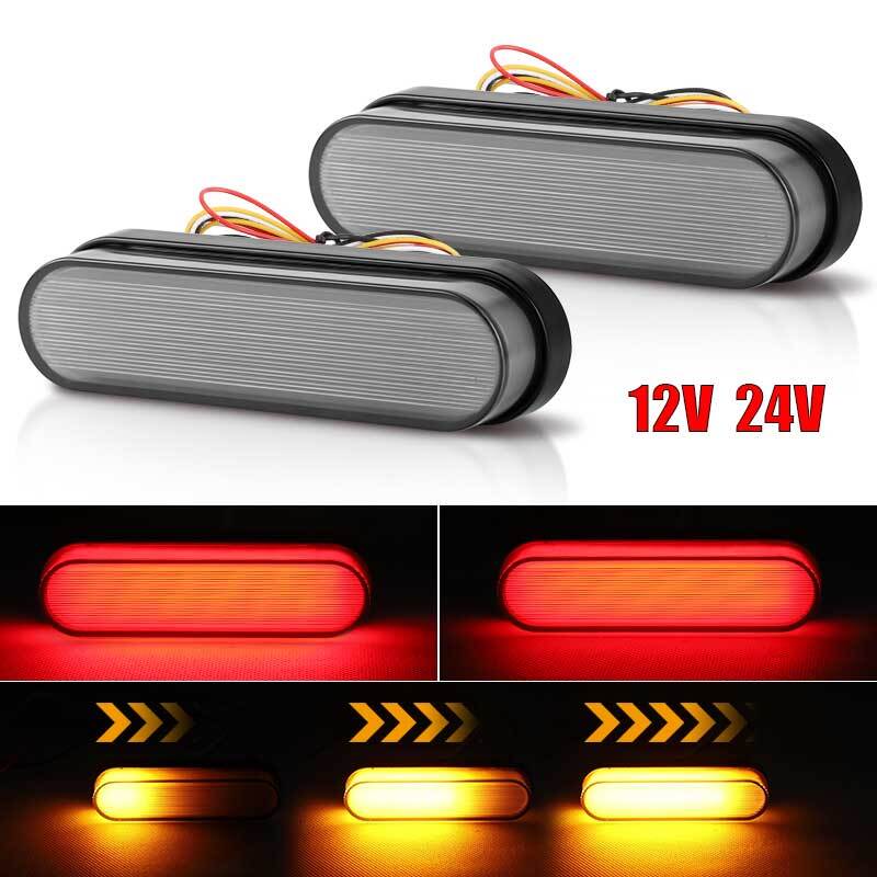 2X Amber+Red Motorcycle Rear Brake Stop Tail Light LED Turn Signals Universal