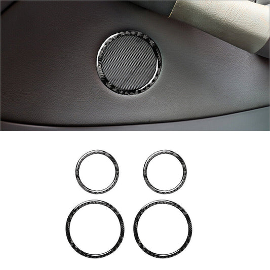4PCS CARBON FIBER INDOOR DOOR SPEAKER COVER TRIM for BMW 3Series E46 1998-2005