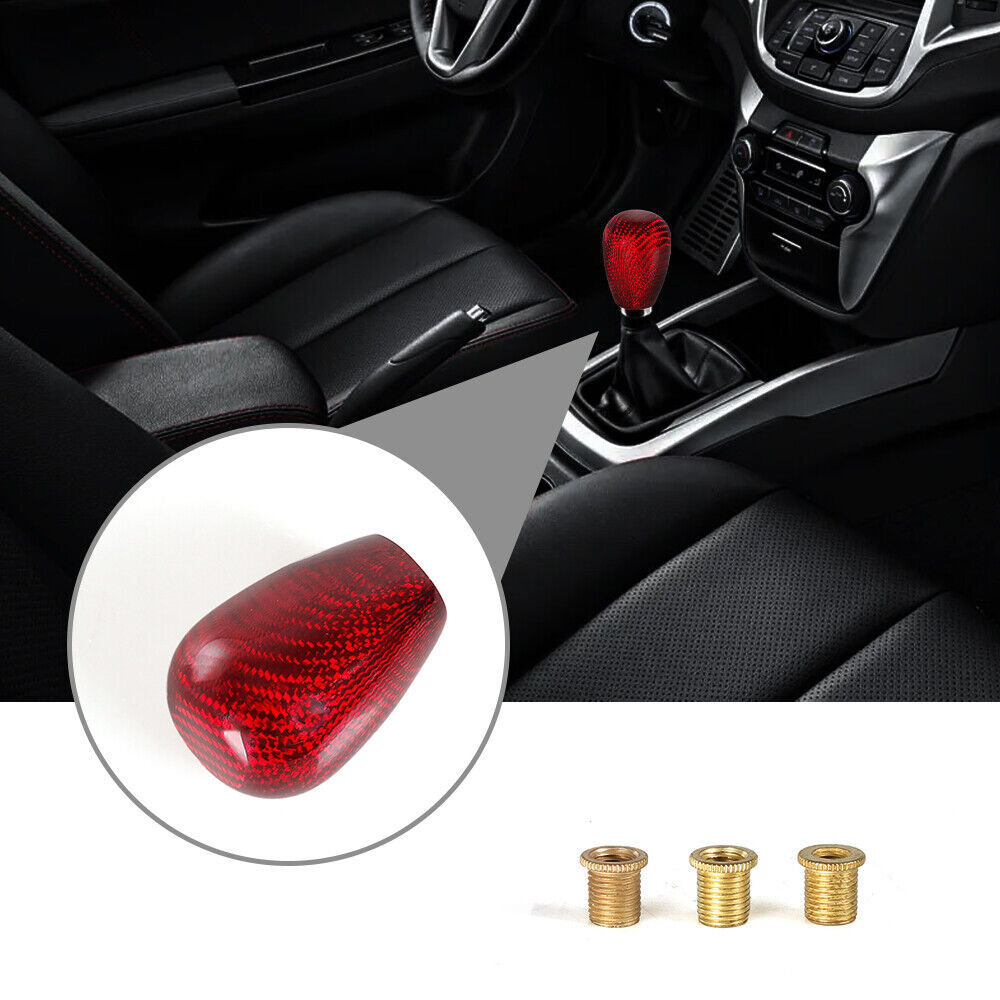 JDM Universal Red Carbon Fiber Automatic Car Gear Shift Knob Shifter 5 6 Speed