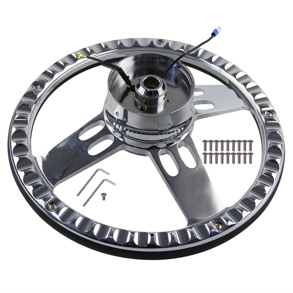 14 Chrome Half Wrap 9-Bolt Steering Wheel+Horn Adpter for Chevy GM for Buick for Jeep