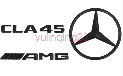 Gloss Black CLA45 AMG and Rear Star Replacement Pack Badge Sticker for CLA Sedan