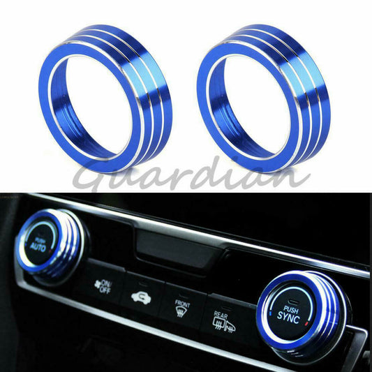 Blue Air Conditioner Knob Trim Cover Ring Decoration for Honda for Civic 10th 16-20