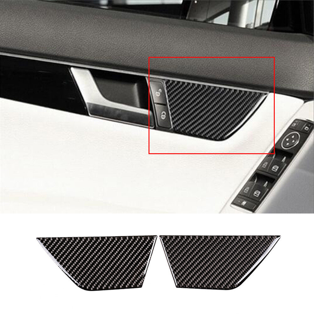 Carbon Fiber Interior Door Panel Trim Fit for Mercedes-Benz C Class W204 2007-13