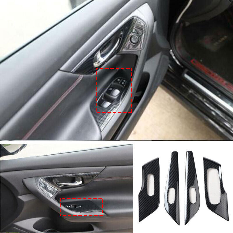 for Nissan Teana Altima 2014-2018 Carbon ABS Window Lift Lock Panel Switch Trims