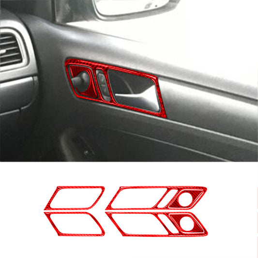 Red Carbon Fiber Door Handle Trim for Volkswagen for Jetta Sedan 2011-2014 Type B