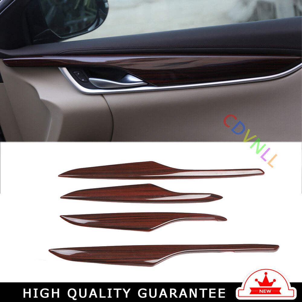 for Cadillac XTS 2013-2017 Red Wood Inner Door Panel Strip Molding Cover Trim 4P
