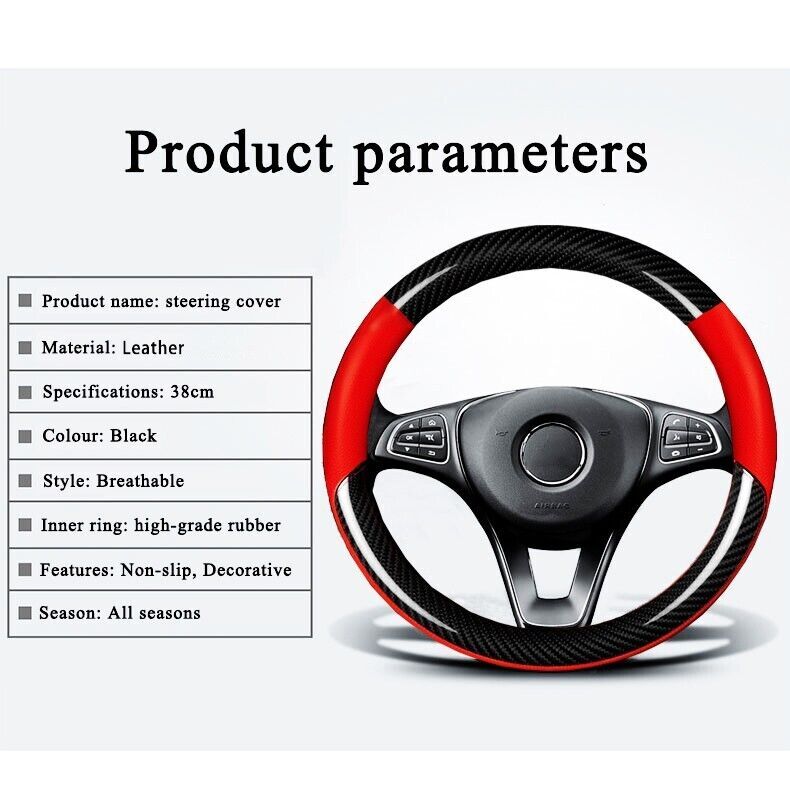 Apply To15 Carbon Fiber Leather Car Steering Wheel Cover Red Leather for Toyota