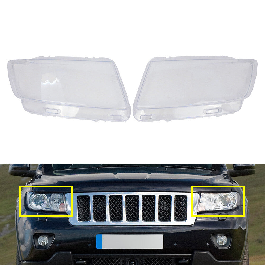 1pair Headlight Lens Cover Headlamp Shell for Jeep Grand Cherokee Compass