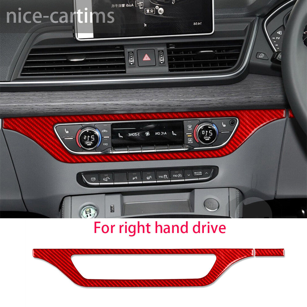 for Audi Q5 Q5L 2018+ RHD Interior CD Switch Button Panel Cover Red Carbon Fiber