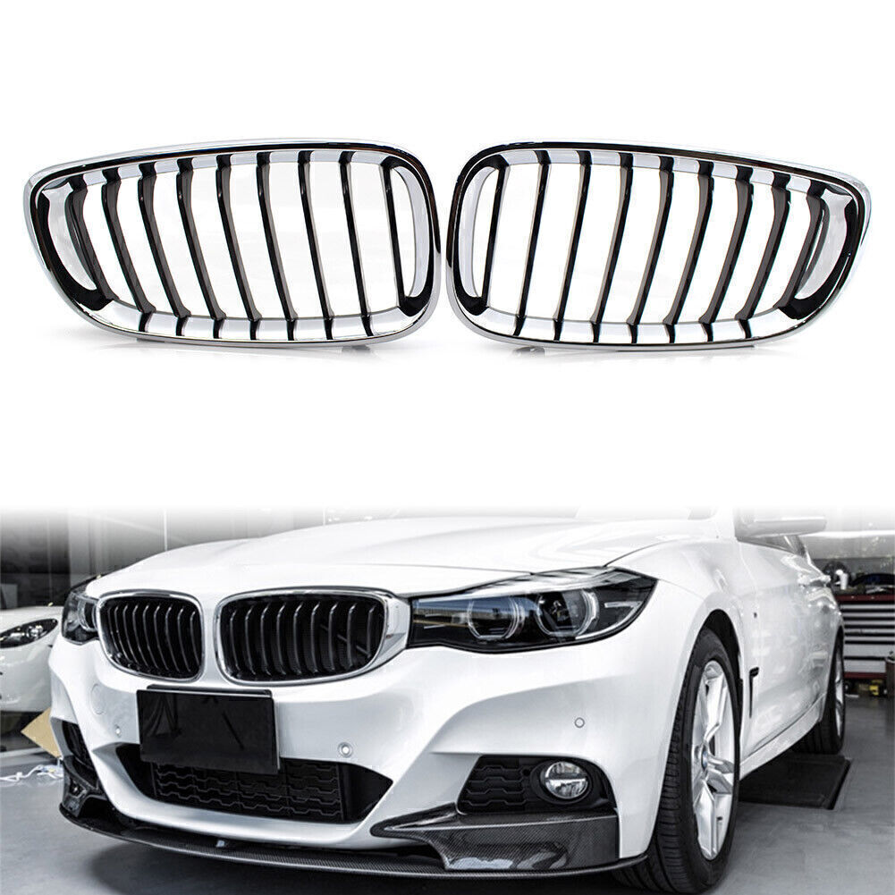 Front Kidney Grille Grill for BMW F34 328i 330i 335i 340i GT xDrive Chrome+Black