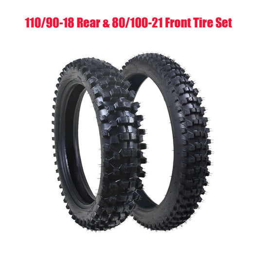 80/100-21+110/90-18 tires + tubing suitable for Honda CRF230F, CR250R, CRF450, KX250, YZ125.