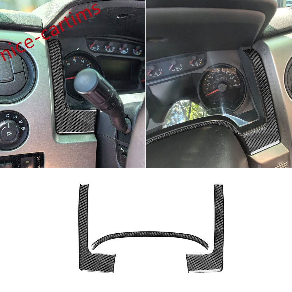 3Pcs Carbon Fiber Instrument Panel Dashboard Side Trim Fit for Ford F150 2009-14