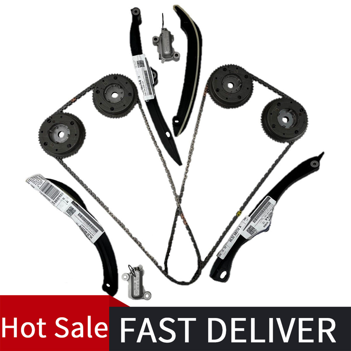 Fit For 17-24 for Ford F150 3.5L Ecoboost Chains, Guides, Tensioners W/ PHASERS KIT