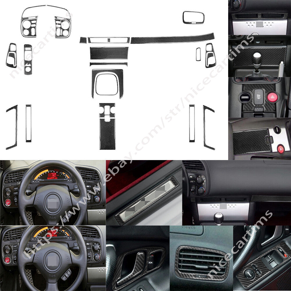 24Pcs Carbon Fiber Gear Shift Interior Full Set Trim Kit for Honda S2000 2004-09