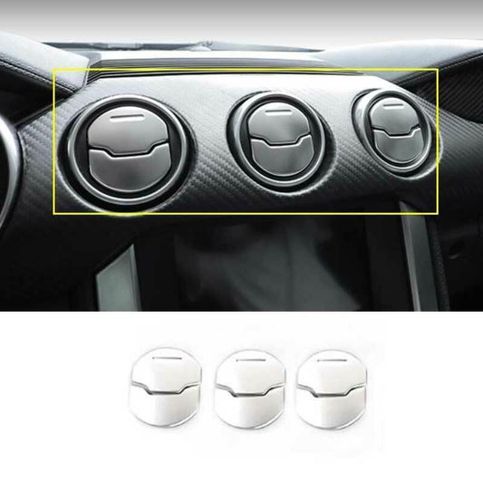 Silver Steel Middle Air Outlet Vent Cover Trim 6PCS for Ford for Mustang 2015-2022