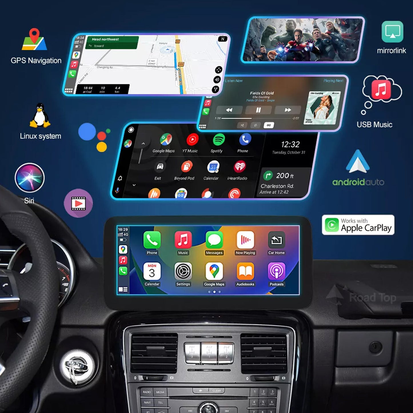 12.3-inch wireless Android Auto Touchscreen for Mercedes-Benz G-Class W463 NTG4.5/5 CarPlay