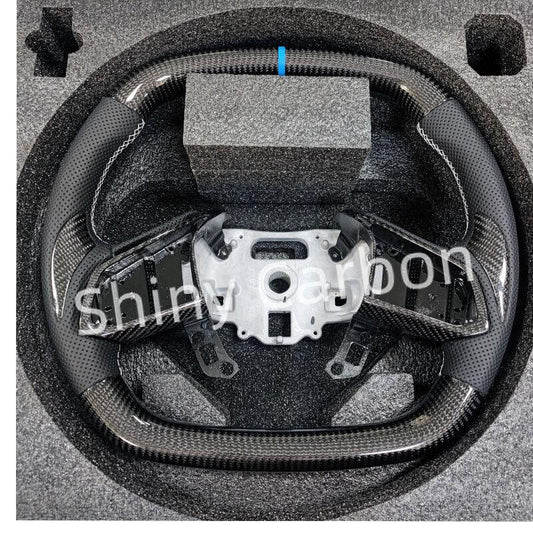 carbon fiber steering wheel with carbon fiber thumb clip for Corvette C8 20-23