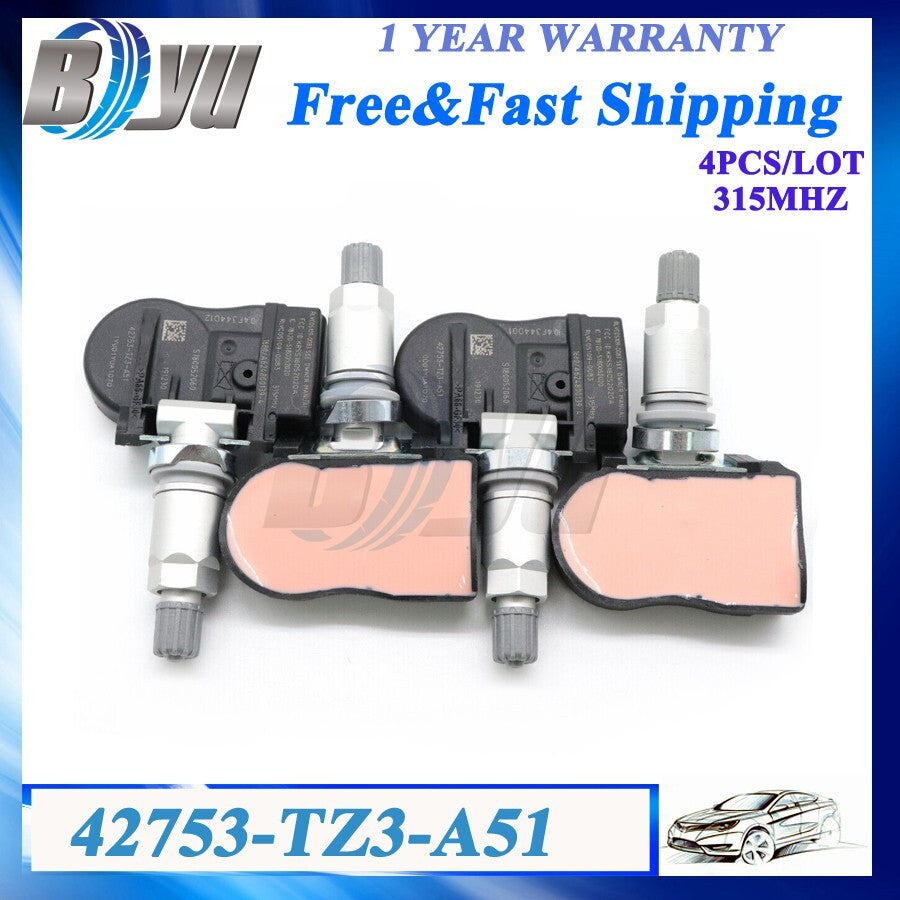 Set of 4 TPMS 42753-TZ3-A51 Tire Pressure Sensor for Honda for Acura ILX MDX for RDX TLX