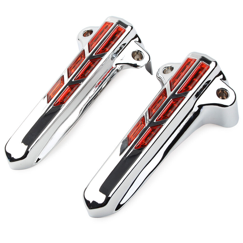 Front Lower Fork Leg Covers LED Light for Harley FLHR FLHTK FLHX Chrome-Yellow