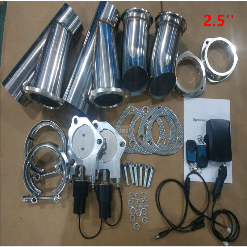 2.5 Dual Electric Exhaust Control Valve E-Valve Y Pipe kit with Remote Switch