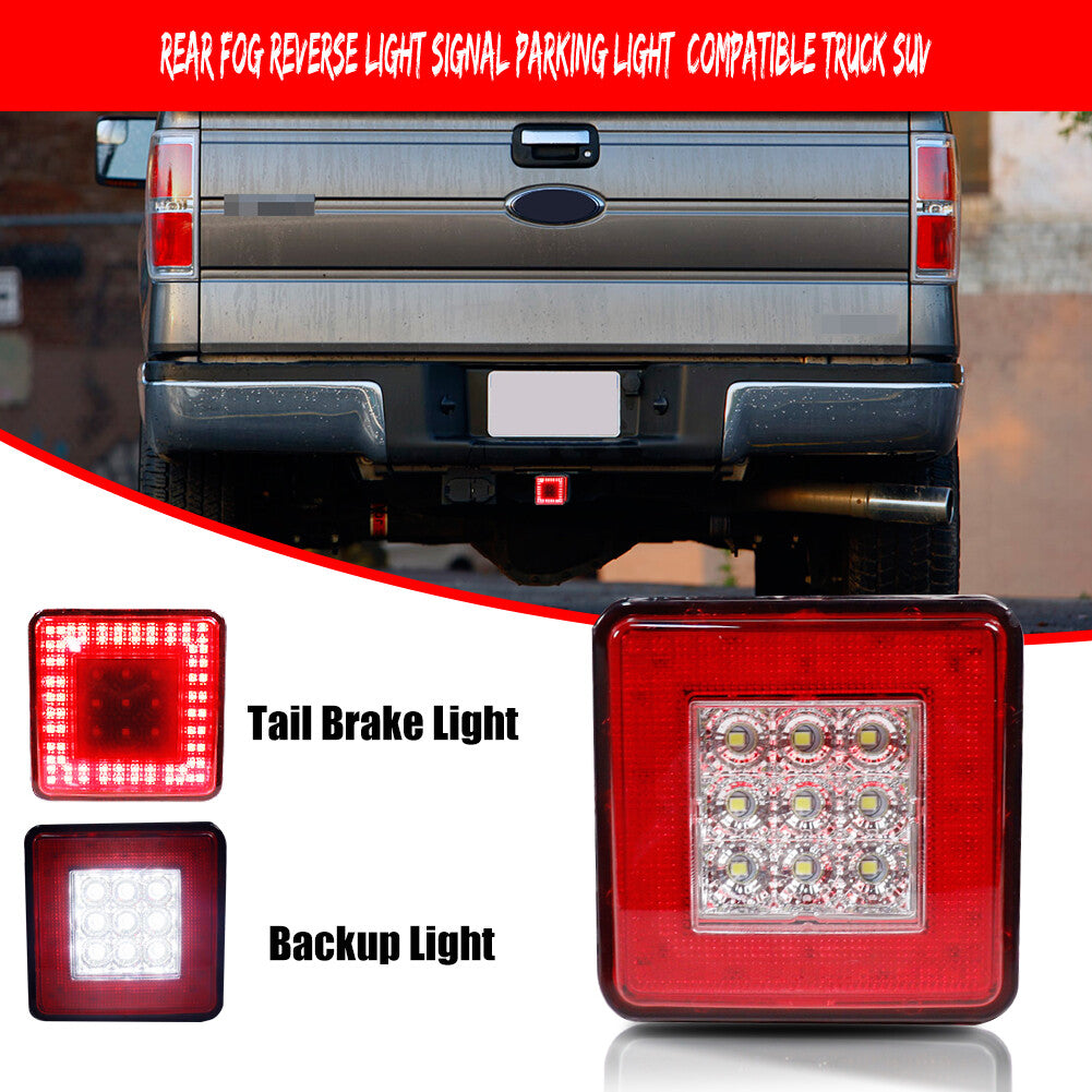 2-inch trailer hitch receiver cover, red LED brakes with spare light, towing and carrying