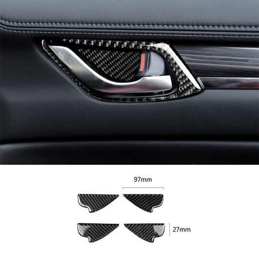 4PCS Real Carbon Fiber Inner Door Bowl Sticker Trim Fit for Mazda CX-5 2017-2021