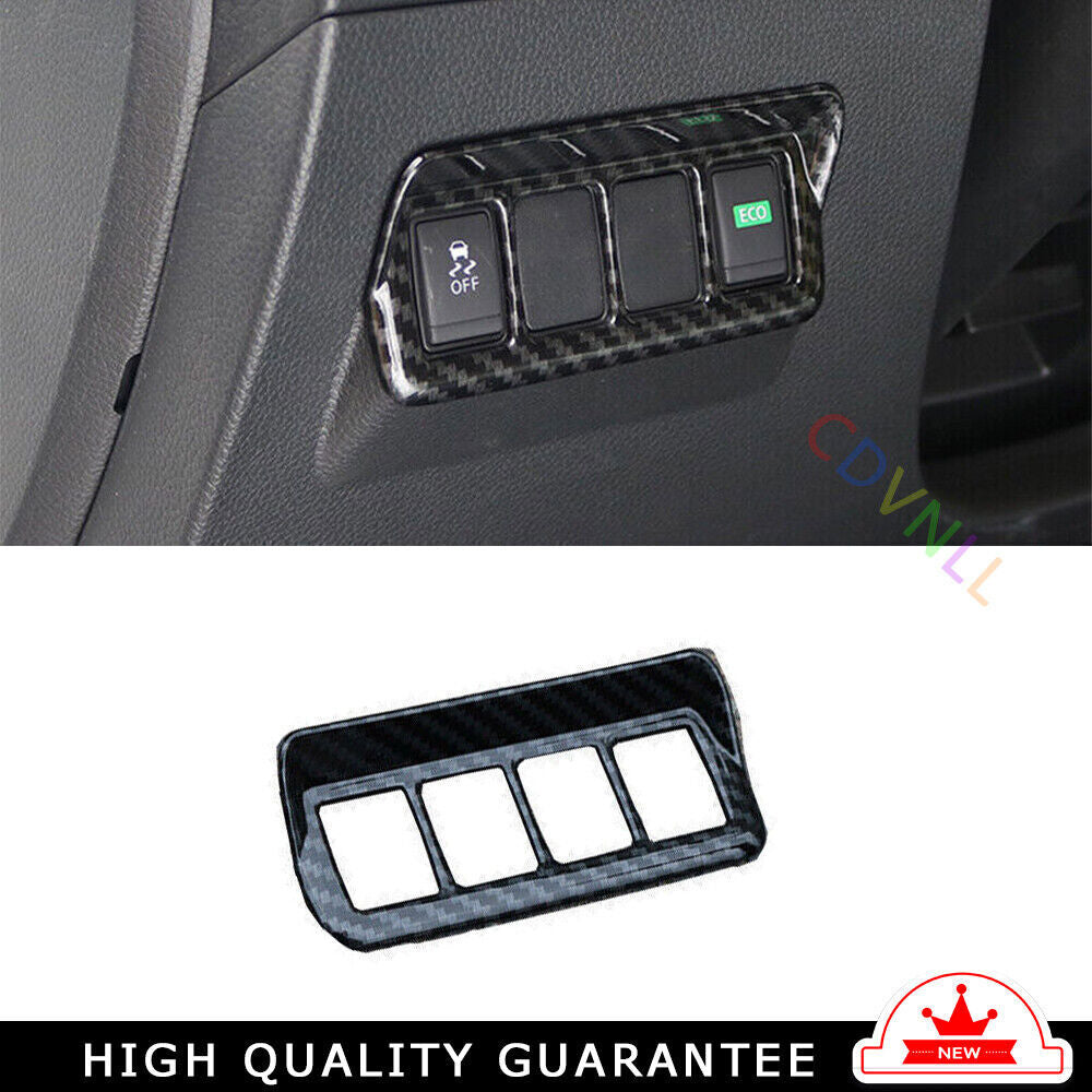 Car Headlight Button Frame Cover Trim Fit for Nissan Sentra 2013-19 Carbon Fiber