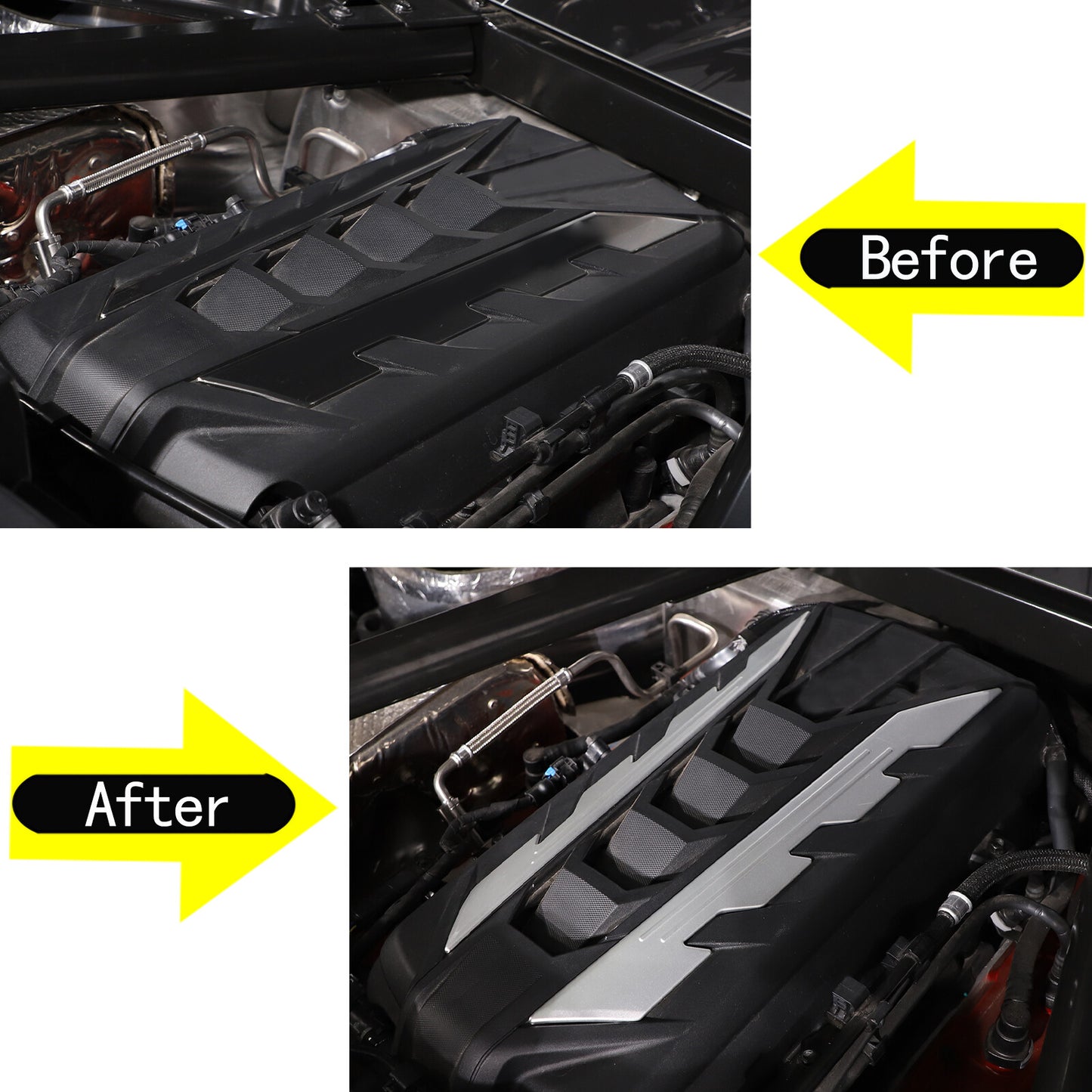 Silver Engine Bay Side Panel Cover for Corvette C8 20-24