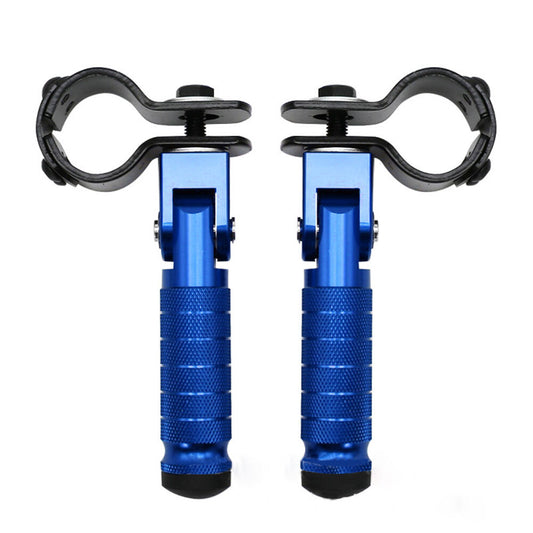 2x Blue Motorcycle Folding Rear Footpeg Kit Footrests Foot Peg Pedals 30mm-32mm