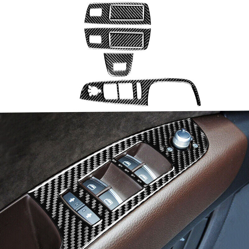 Real Carbon Fiber Car Window Switch Panel Cover Trim for Audi Q7 2008-2015 6PCS