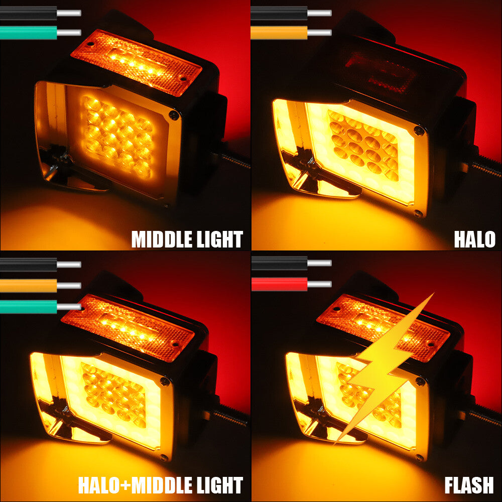 Amber/Red LED Double Face Stud Mount Pedestal Fender Stop Turn Tail Lights Truck