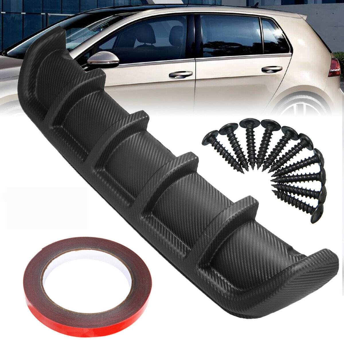 Universal lower rear bumper diffuser Shark 6 Fin kit boiler ABS 25 x 5