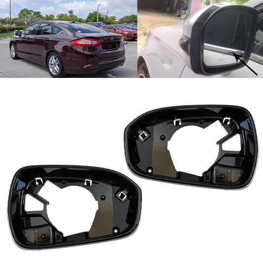 Pair Glossy black Side Mirror Frame Holder for Ford Fusion 2013-2020