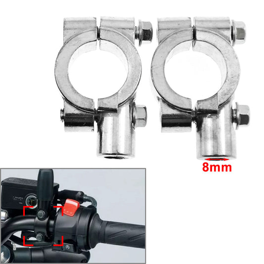 22MM 8mm Handlebar Mirrors Mount Holder Clamp Adaptor Motorcycle Chrome Pair UK